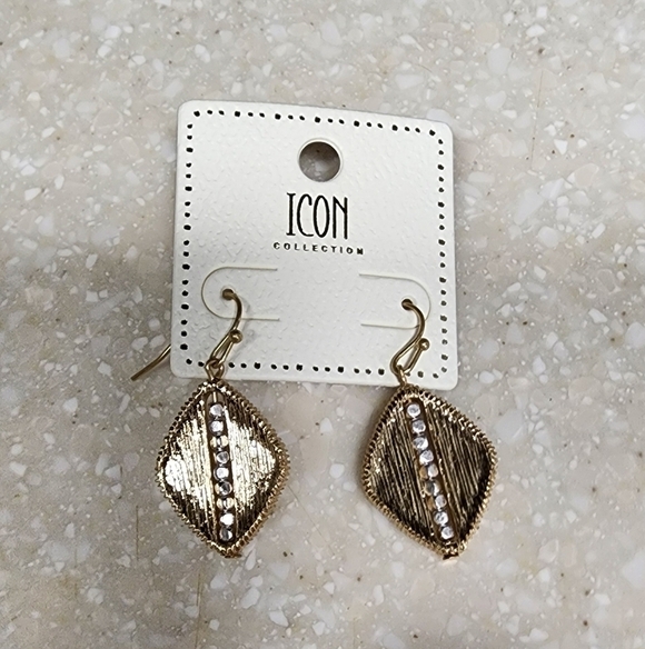 Icon Collection Goldtone Rhinestone Earrings - Picture 3 of 3